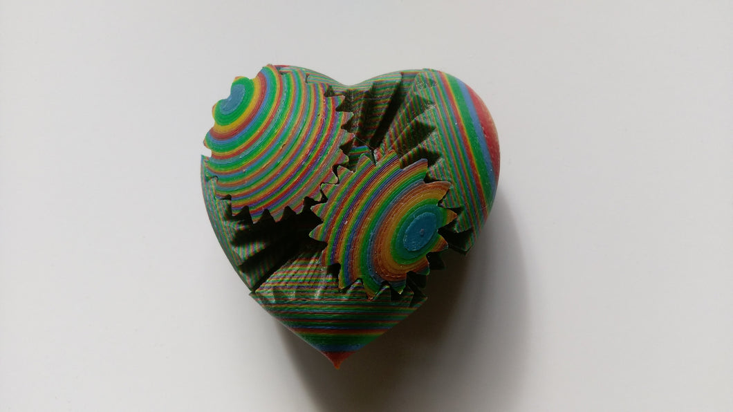 3D Printed Gear Heart in multicolour